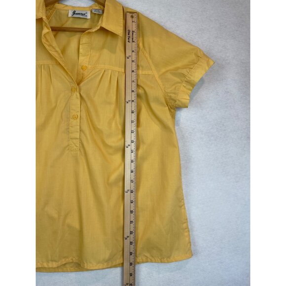 Vintage Joanna Blouson Top Peasant Style Yellow Short Sleeve Womens Size M - Picture 8 of 8